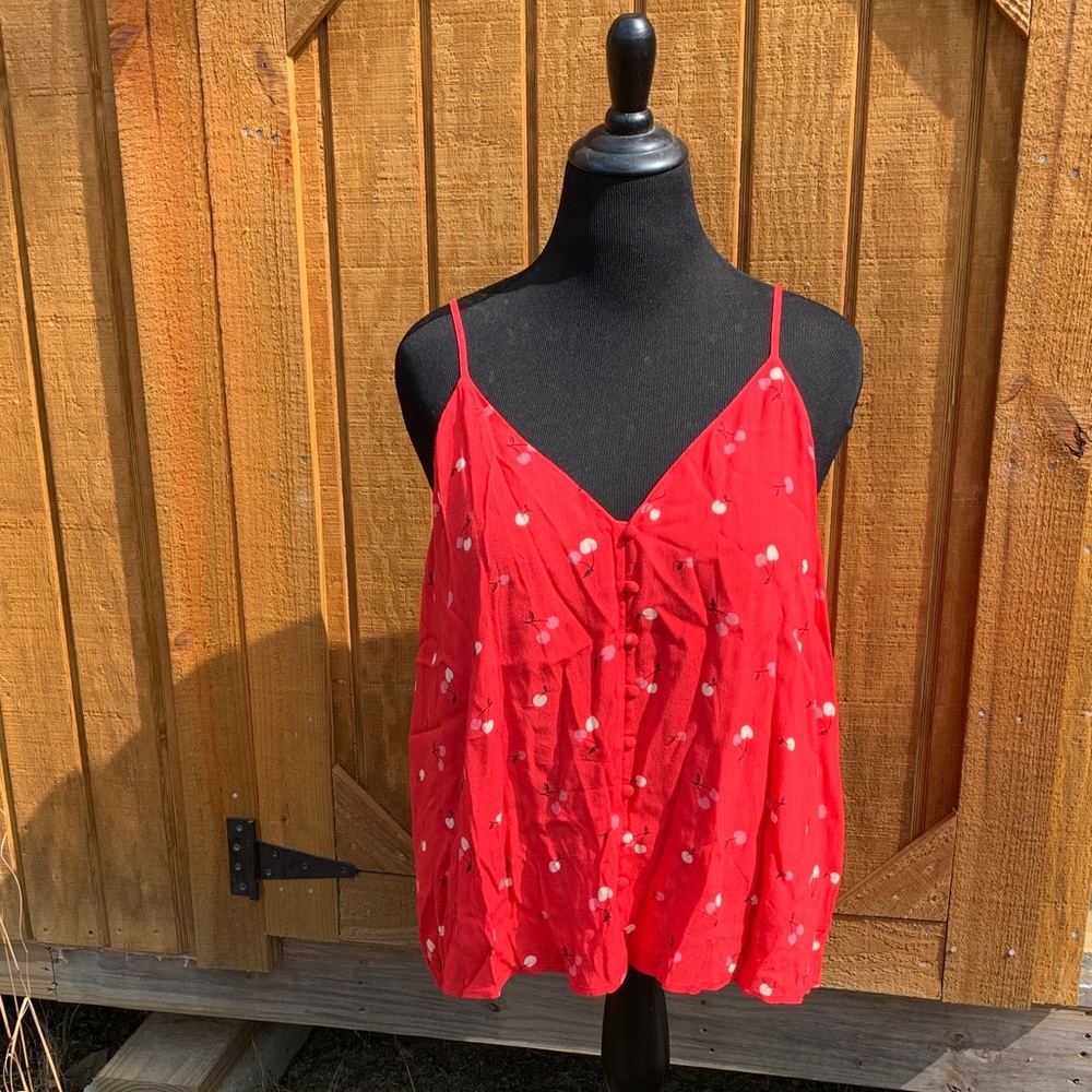 LOFT Red cherry pattern cami with adjustable straps